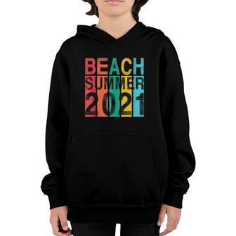 Retro Vintage Beach Vacation Summer 2021 Sunset Stripe Wear Youth Hoodie | Mazezy