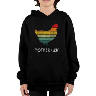 Retro Vintage Mom Hen Farm Animal Chickens Lover Mother Day Youth Hoodie | Mazezy