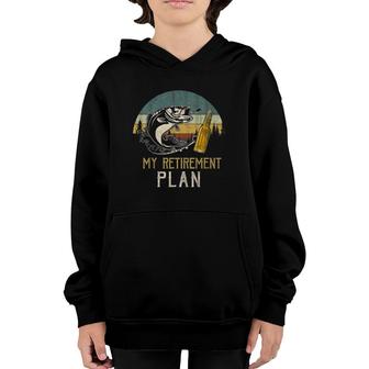 Retro Vintage My Retirement Plan Drinking Beer And Fishing Youth Hoodie | Mazezy