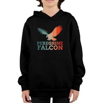 Retro Vintage Peregrine Falcon Bird Silhouette Sunset Youth Hoodie | Mazezy