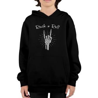 Rock N Roll Skeleton Hand Horns Youth Hoodie | Mazezy CA