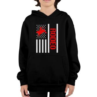 Rodeo Us Flag Rodeo Bull Riding T Youth Hoodie | Mazezy