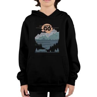 Rv Let's Go Road Trip Camping Vintage Camper Gift Youth Hoodie | Mazezy