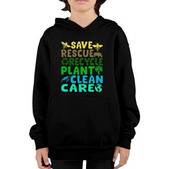 Save Bees Rescue Animals Recycle Plastic Earth Day Planet Youth Hoodie | Mazezy