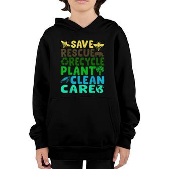 Save Bees Rescue Animals Recycle Plastic Earth Day Planet Youth Hoodie - Seseable