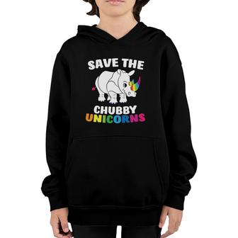 Save The Chubby Unicorns Funny Unicorn Rhino Youth Hoodie | Mazezy
