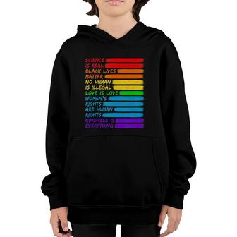 Science Is Real Black Lives Matter Lgbt Rainbow Flag Youth Hoodie | Mazezy