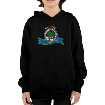 Scottish Irvine Of Drum Clan Tartan Crest A Sheaf Of Holly Youth Hoodie | Mazezy