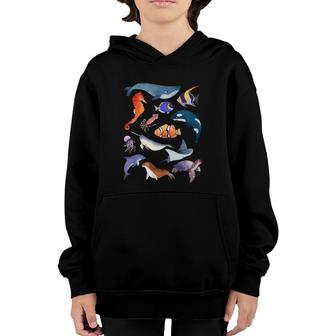 Sea Animals Funny Ocean Marine Creatures Gifts Youth Hoodie | Mazezy