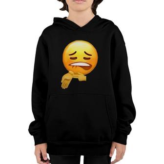 Sheesh Face Meme Biting Lip And Pointing At Arm Youth Hoodie | Mazezy