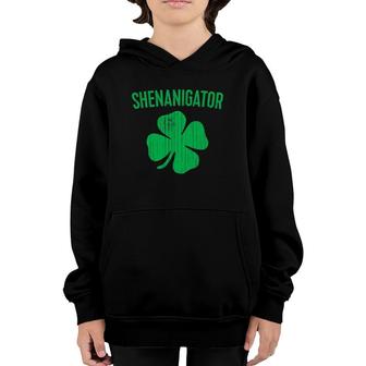 Shenanigator Saint Patrick's Day Green Shamrock Youth Hoodie | Mazezy