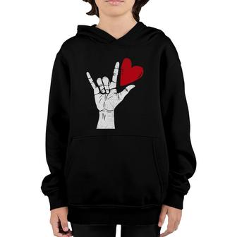 Sign Language I Love You Sign Valentine's Day Youth Hoodie | Mazezy