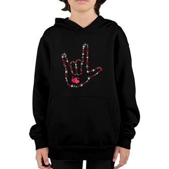Sign Language Lover Deaf Asl I Love You Hand Gesture Heart Youth Hoodie | Mazezy