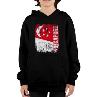 Singapore Flag Vintage Distressed Singapore Youth Hoodie | Mazezy