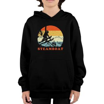 Ski Steamboat, Colorado Vintage Snow Skiing Vacation Gift Youth Hoodie | Mazezy
