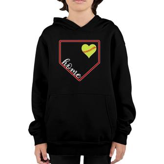 Softball Love Home Plate Youth Hoodie | Mazezy