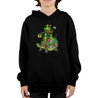 Space Aliens Hippie Riding Turtle Psychedelic Ufo Cosmic Youth Hoodie | Mazezy
