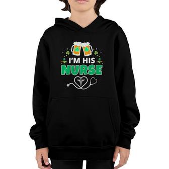 St Patrick's Day Nurse Green Irish Clover I'm His Nurse Youth Hoodie | Mazezy