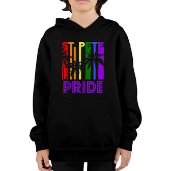St Pete Pride Gay Pride Lgbtq Rainbow Palm Trees Youth Hoodie | Mazezy