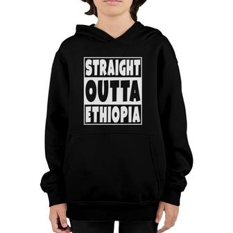 Straight Outta Ethiopia Gift For Ethiopian Family Roots Youth Hoodie | Mazezy