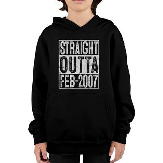 Straight Outta February 2007 15Th Birthday Gift 15 Years Old Youth Hoodie | Mazezy