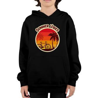 Summer Vibes Beach Sunset Bicycle And Palm Tree Youth Hoodie | Mazezy