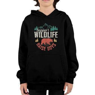 Support Wildlife Raise Boys Vintage Mothers Day Gift Youth Hoodie | Mazezy