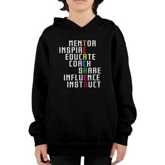 Teacher Mentor Inspire Educate Influence Youth Hoodie | Mazezy