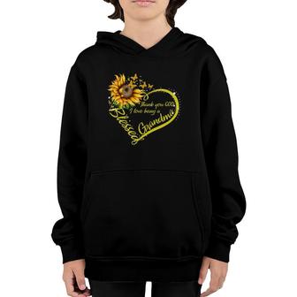 Thank You God I Love Being A Grandma Sunflower Youth Hoodie | Mazezy