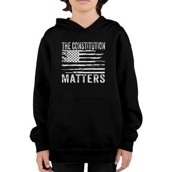 The Constitution Matters Vintage Patriotic American Flag Youth Hoodie | Mazezy