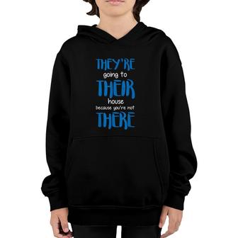 There Their They're Funny Grammar Teacher Homophones Youth Hoodie | Mazezy