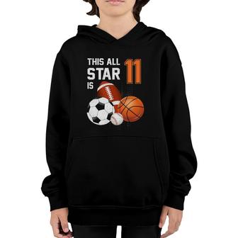 This All Star Is 11 Years Old Gifts Birthday Basketball Sport Youth Hoodie | Mazezy