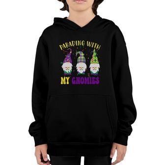 Three Gnomes Mardi Gras Parading With My Gnomies Youth Hoodie | Mazezy