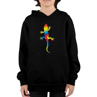 Tie Dye Gecko Rainbow Print Lizard Pet Hippie Peace Gift Youth Hoodie | Mazezy