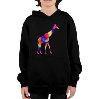 Tie Dye Giraffe Silhouette Art Safari Animal Youth Hoodie | Mazezy