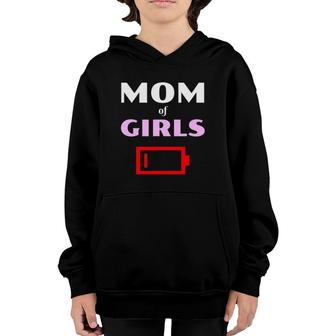 Tired Mom Of Girls Mother With Daughters Funny Low Battery Youth Hoodie | Mazezy