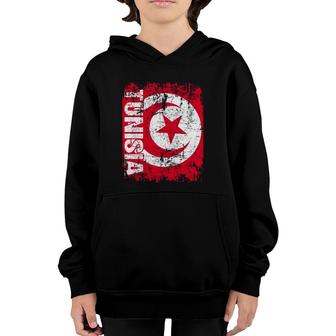 Tunisia Flag Vintage Distressed Tunisia Youth Hoodie | Mazezy