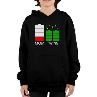 Twin Mom Low Battery Tired Mom Of Twins Youth Hoodie | Mazezy