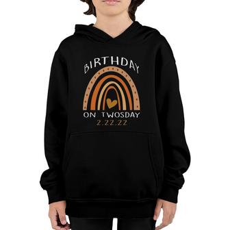 Twosday 2-22-22 Birthday Rainbow Happy Twosday 2022 Birthday Youth Hoodie | Mazezy