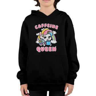 Unicorn Caffeine Queen Coffee Humor Quotes Sayings Gift Youth Hoodie | Mazezy