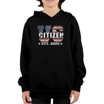 Us Citizen Est 2020 American Flag Birthday Gift Youth Hoodie | Mazezy