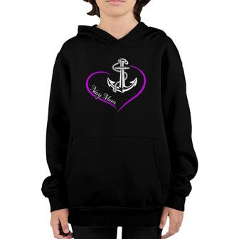 US Navy Proud Navy Mom Naval Mom Heart Navy Mother Gift Youth Hoodie | Mazezy