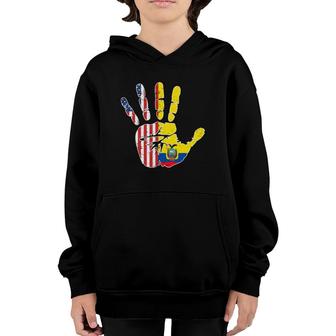 Usa Ecuador Handprint Flag Proud Ecuadorian American Roots Youth Hoodie | Mazezy