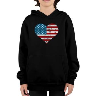 Usa Flag Heart Distressed Patriotic 4Th Of July Gift Youth Hoodie | Mazezy