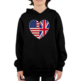 Usa Uk Flag Heart Tee Patriotic Fourth Of July Youth Hoodie | Mazezy AU