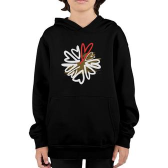 Valentine's Day Flower Hearts Red White Youth Hoodie | Mazezy