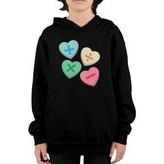 Valentine's Day Hearts With Math Symbols Youth Hoodie | Mazezy