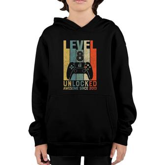 Video Gamer 8 Birthday Level 8 Unlocked Awesome Since 2013 Ver2 Youth Hoodie | Mazezy
