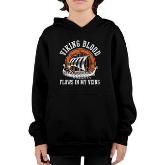 Viking Blood Flows In My Veins Apparel Youth Hoodie | Mazezy