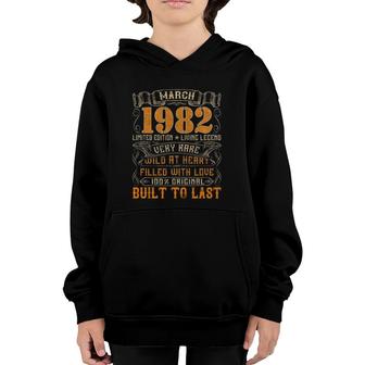 Vintage 1982 March 40 Years Old 40Th Birthday Gifts Youth Hoodie | Mazezy